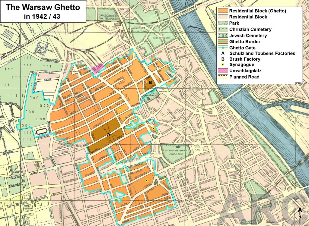Map of Warsaw Ghetto. Copyright Encyclopedia of Holocaust.