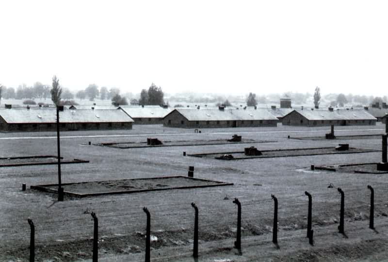 Overview From Auschwitz-Birkenau guard gate. Copyright JewishGen, Inc. and the Yizkor Book Project.